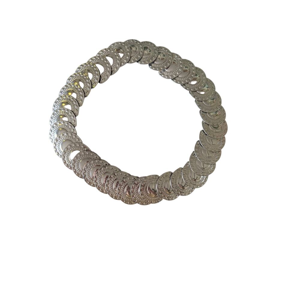 Silver stretch medallion belt vintage 90s boho western one size